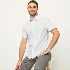 NEWPORT - Camisa con Puntos para Hombre Manga corta de Algodón