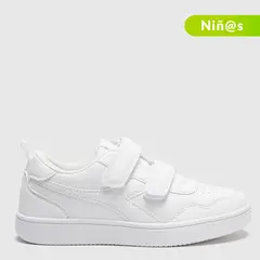 DIADORA - Tenis Crego Unisex Niños con Velcro | Tenis Colegiales Blancos