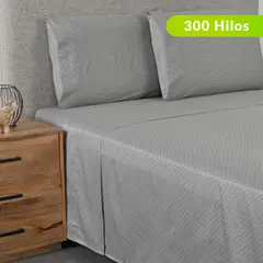 BASEMENT HOME - Sábanas de Algodón 300 Hilos muy suave Toronto. Juegos de Sábanas Estampadas para cama Doble, Queen y King