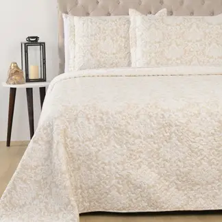 ROBERTA ALLEN - Cubrelecho Ovejero con exterior y relleno de 180 GSM Poliéster. Cubrelecho estapampado para Cama Doble,queen y king.