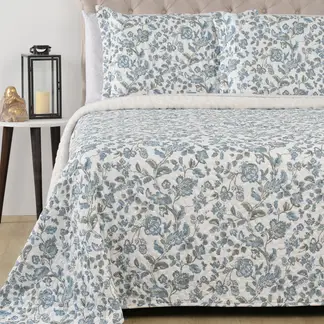 ROBERTA ALLEN - Cubrelecho Ovejero con exterior y relleno de 180 GSM Poliéster. Cubrelecho estapampado para Cama Doble,queen y king.