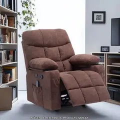 MICA - Silla Reclinable 1 Puesto Masajeadora, Mecedora con Calentador y Puertos USB en Tela Thunder 105 x 95 x 95 cm - 0% Interés a 3, 6 o 12 Cuotas Pagando con tu CMR Banco Falabella