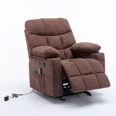 MICA - Silla Reclinable 1 Puesto Masajeadora, Mecedora con Calentador y Puertos USB en Tela Thunder 105 x 95 x 95 cm - 0% Interés a 3, 6 o 12 Cuotas Pagando con tu CMR Banco Falabella