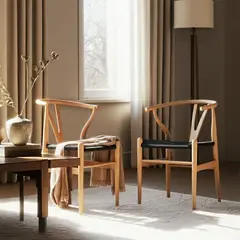 BASEMENT HOME - Set X2 Silla de Comedor en Poliseda Con Patas de Madera 56 x 53 x 78 cm - Mueble Kolding - 0% Interés a 3, 6 o 12 Cuotas Pagando con tu CMR Banco Falabella