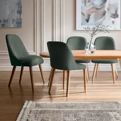 BASEMENT HOME - Set X2 Silla de Comedor en Poliéster con patas de Madera 85 x 53 x 615 cm - Mueble Kant - 0% Interés a 3, 6 o 12 Cuotas Pagando con tu CMR Banco Falabella