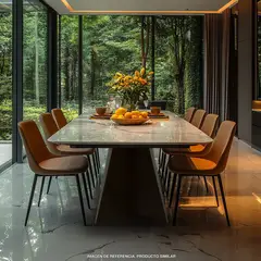 BASEMENT HOME - Mesa de Comedor Rectangular para 6 Personas en Marmol Milan 220 x 100 x 76 cm - 0% Interés a 3, 6 o 12 Cuotas Pagando con tu CMR Banco Falabella