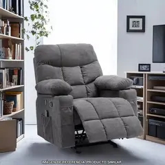 MICA - Silla Reclinable 1 Puesto Masajeadora, Mecedora con Calentador y Puertos USB en Tela Thunder 105 x 95 x 95 cm - 0% Interés a 3, 6 o 12 Cuotas Pagando con tu CMR Banco Falabella