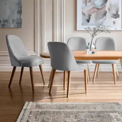 BASEMENT HOME - Set X2 Silla de Comedor en Poliéster con patas de Madera 85 x 53 x 615 cm - Mueble Kant - 0% Interés a 3, 6 o 12 Cuotas Pagando con tu CMR Banco Falabella