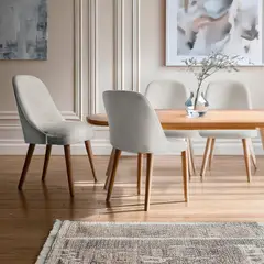 BASEMENT HOME - Set X2 Silla de Comedor en Poliéster con patas de Madera 85 x 53 x 615 cm - Mueble Kant - 0% Interés a 3, 6 o 12 Cuotas Pagando con tu CMR Banco Falabella
