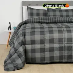 MICA - Edredón con exterior y relleno de 500 GSM Poliéster muy alcolchado Dark Tar. Edredón Estampado para cama Doble, queen, king.