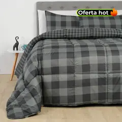 MICA - Edredón con exterior y relleno de 500 GSM Poliéster muy alcolchado Dark Tar. Edredón Estampado para cama Doble, queen, king.