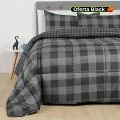 MICA - Edredón con exterior y relleno de 500 GSM Poliéster muy alcolchado Dark Tar. Edredón Estampado para cama Doble, queen, king.