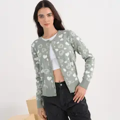 SYBILLA - Cardigan Mujer con Estampado de Algodón