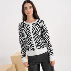 SYBILLA - Cardigan Mujer con Estampado de Algodón