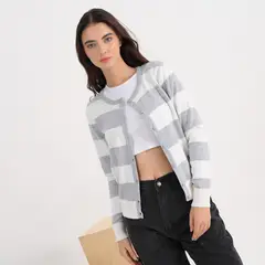 SYBILLA - Cardigan Mujer con Estampado de Algodón