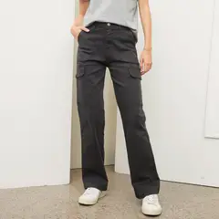 BASEMENT - Pantalón Cargo para Mujer Tiro alto de Algodón