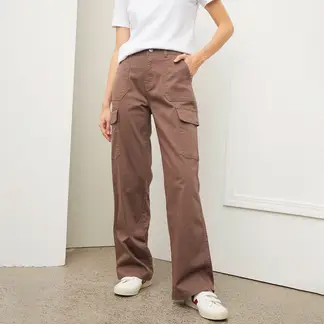 BASEMENT - Pantalón Cargo para Mujer Tiro alto de Algodón