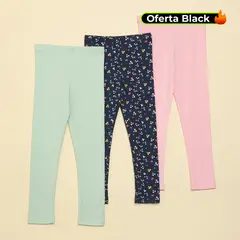 YAMP - Leggings Niña Pack de 3 unidades Algodón