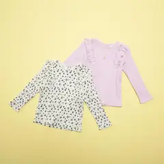 YAMP - Camiseta Bebé niña Pack de 2 unidades con Boleros Manga larga Algodón
