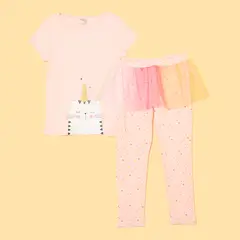 YAMP - Pijama para Niña 2 piezas Cintura elásticada Manga corta