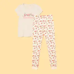ELV - Pijama para Niña 2 piezas Cintura elásticada Manga corta de Algodón