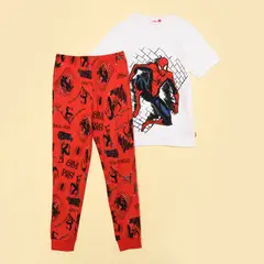 DISNEY - Pijama para Niño 2 piezas con Estampado Cintura elásticada Spiderman Manga corta Spider Man