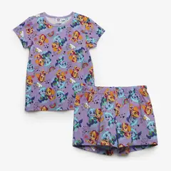 PAW PATROL - Pijama para Niña 2 piezas con Estampado Cintura elásticada Manga corta de Algodón