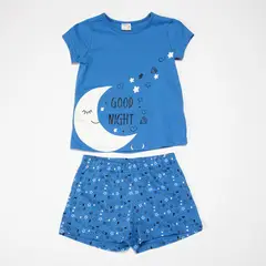 YAMP - Pijama para Niña 2 piezas con Estampado Cintura elásticada Manga corta de Algodón
