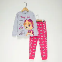 PAW PATROL - Pijama para Niña 2 piezas con Estampado Cintura elásticada Manga larga de Algodón