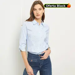 BASEMENT - Camisa Mujer Manga larga de Algodón