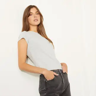 BASEMENT - Camiseta Mujer Manga corta de Algodón Slim fit