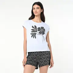 BLU - Camiseta de pijama Mujer Manga corta de Algodón