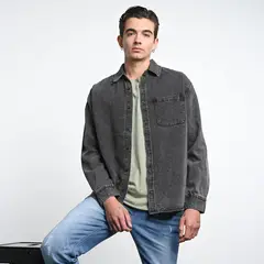 DENIMLAB - Camisa de jean Hombre Manga larga Slim de Algodón