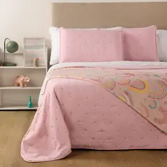 MICA KIDS - Cubrelecho Infantil con exterior y relleno de Poliéster 190 GSM Star. Edredón Estampado para cama Sencillo y doble.