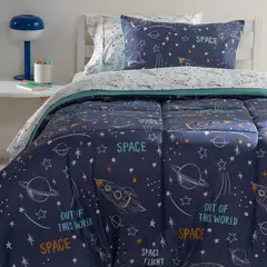 BASEMENT HOME - Edredón + Sábanas en Microfibra Mica Kids. Juego de Cama Infantil estampado Cohete