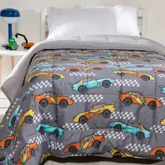 MICA KIDS - Edredón Infantil con exterior y relleno de Poliéster 180 GSM Race. Edredón Estampado para cama Sencillo y doble.