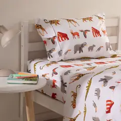 MICA KIDS - Sábanas de Polialgodón 180 Hilos Suave Animalia. Juegos de Sábanas Estampadas para cama Sencillo y Doble
