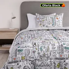 MICA - Edredón con exterior y relleno de 500 GSM de Poliéster Miami. Edredón Estampado para cama Sencillo, doble, queen, king.