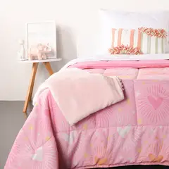 MICA KIDS - Edredón Infantil con exterior y relleno de Poliéster 180 GSM Cora. Edredón Estampado para cama Sencillo y doble.