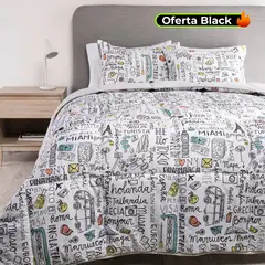 MICA - Edredón con exterior y relleno de 500 GSM de Poliéster Miami. Edredón Estampado para cama Sencillo, doble, queen, king.
