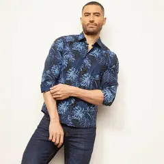 MOSSIMO - Camisa Hombre con Estampado Manga larga Slim de Algodón
