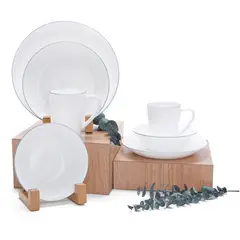MICA - Juegos de vajilla 4 Puestos Opal Azul Blanco