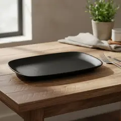 BASEMENT HOME - Fuente Rectangular 36X23 Gres Negro