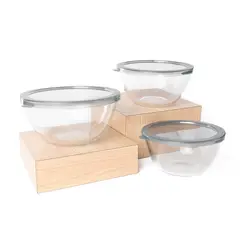 MICA - Set de contenedores Vidrio x3 con Tapa