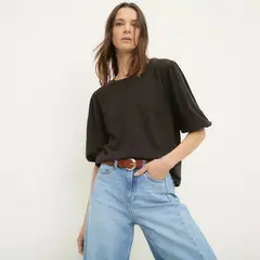 BASEMENT - Camiseta Mujer Manga corta globo de Algodón