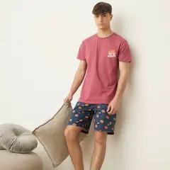 BEARCLIFF - Pijama Hombre Manga corta Estampado de Algodón