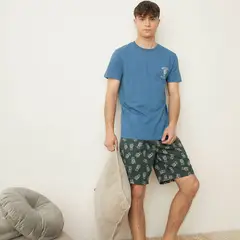 BEARCLIFF - Pijama Hombre Manga corta Estampado de Algodón