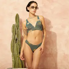 DENIMLAB - Vestido de baño Conjunto de bikini con estampado