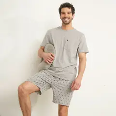 NEWPORT - Pijama Hombre Manga corta con Estampado de Algodón