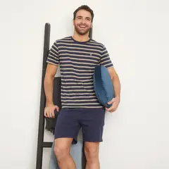 NEWPORT - Pijama Hombre Manga corta Rayas de Algodón